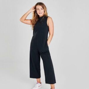 Nike Sportswear Women’s Jersey Black Jumpsuit w/ Mock Neck & Cropped Wide Legs